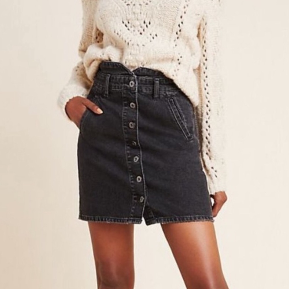Anthropologie Pilcro and the Letterpress Black Denim Skirt. Size 2